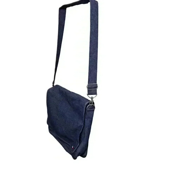 Tommy Hilfiger Blue Denim Laptop Messenger Crossbody Bag with Adjustable Strap - Picture 2 of 9